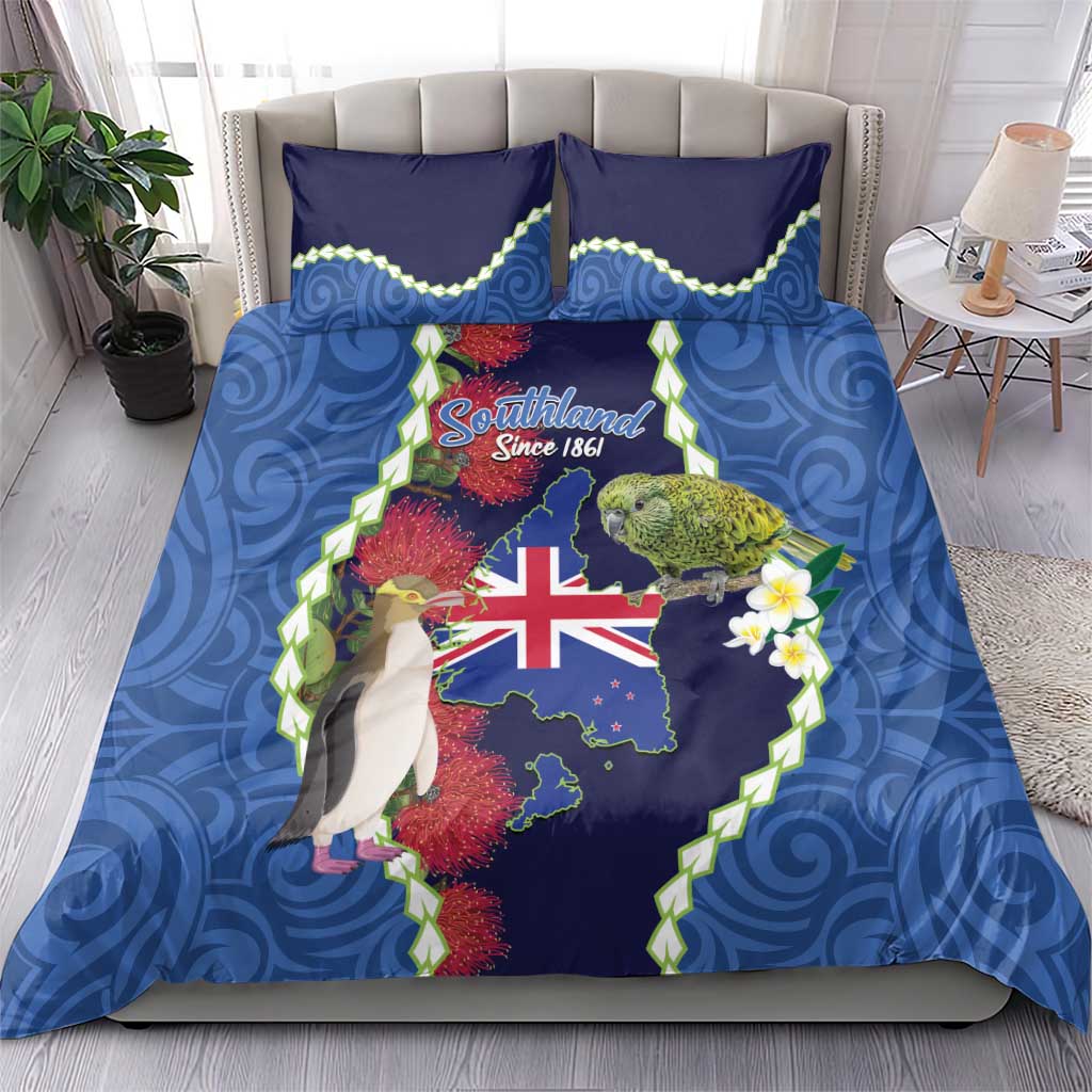 Southland Anniversary Day Bedding Set Murihiku 1861 Maori Bird Mix Pohutukawa