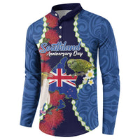 Southland Anniversary Day Button Sweatshirt Murihiku 1861 Maori Bird Mix Pohutukawa
