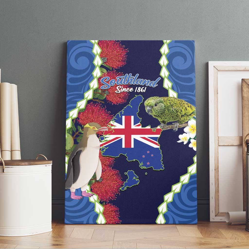 Southland Anniversary Day Canvas Wall Art Murihiku 1861 Maori Bird Mix Pohutukawa