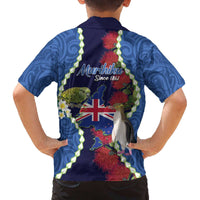 Southland Anniversary Day Family Matching Off The Shoulder Long Sleeve Dress and Hawaiian Shirt Murihiku 1861 Maori Bird Mix Pohutukawa