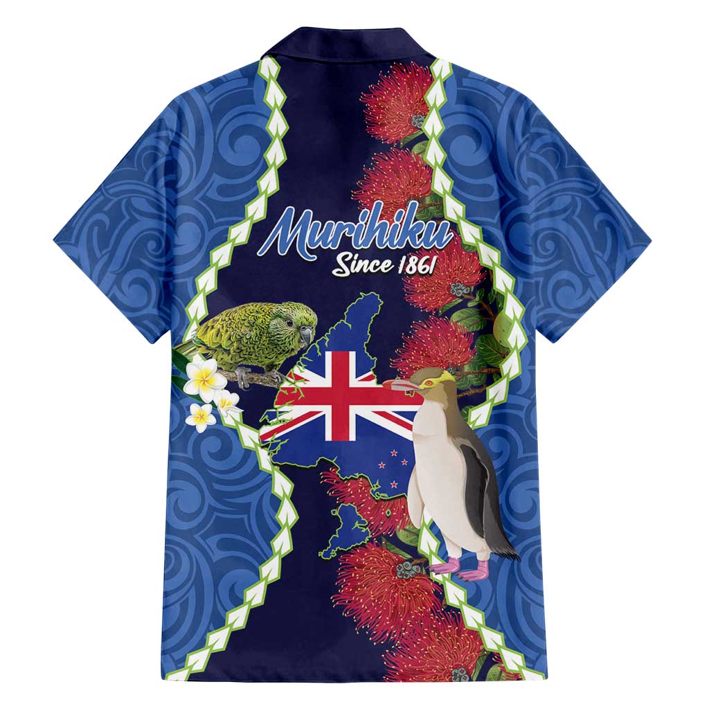 Southland Anniversary Day Family Matching Off Shoulder Maxi Dress and Hawaiian Shirt Murihiku 1861 Maori Bird Mix Pohutukawa