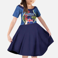 Southland Anniversary Day Family Matching Short Sleeve Bodycon Dress and Hawaiian Shirt Murihiku 1861 Maori Bird Mix Pohutukawa LT14 Daughter's Dress Blue - Polynesian Pride