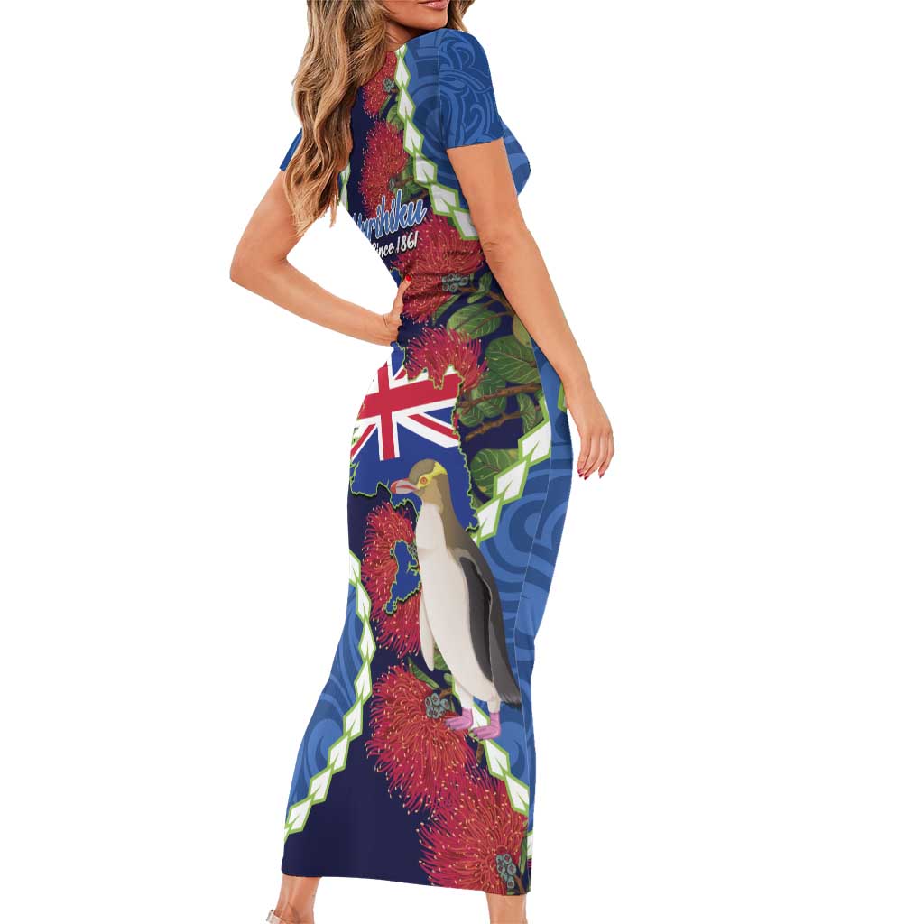 Southland Anniversary Day Family Matching Short Sleeve Bodycon Dress and Hawaiian Shirt Murihiku 1861 Maori Bird Mix Pohutukawa LT14 - Polynesian Pride