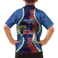 Southland Anniversary Day Family Matching Tank Maxi Dress and Hawaiian Shirt Murihiku 1861 Maori Bird Mix Pohutukawa LT14 - Polynesian Pride