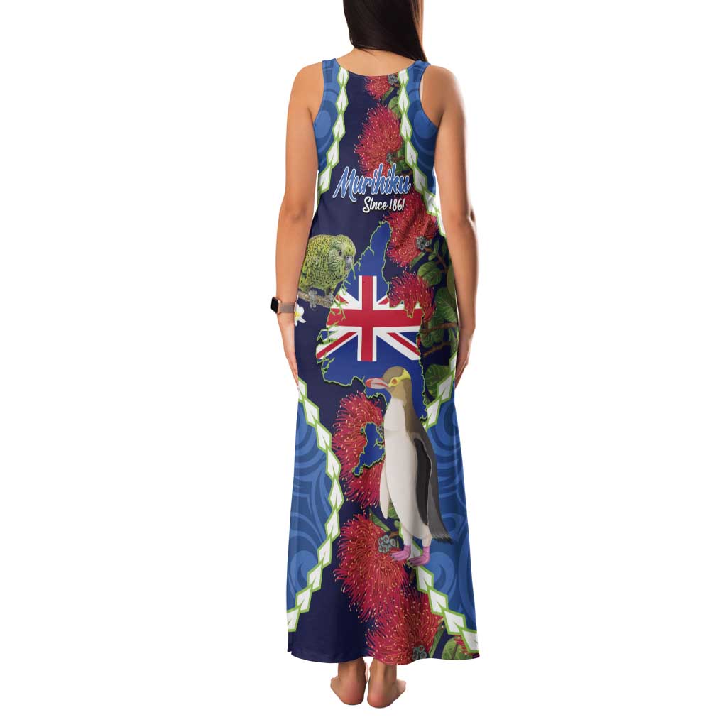 Southland Anniversary Day Family Matching Tank Maxi Dress and Hawaiian Shirt Murihiku 1861 Maori Bird Mix Pohutukawa LT14 - Polynesian Pride