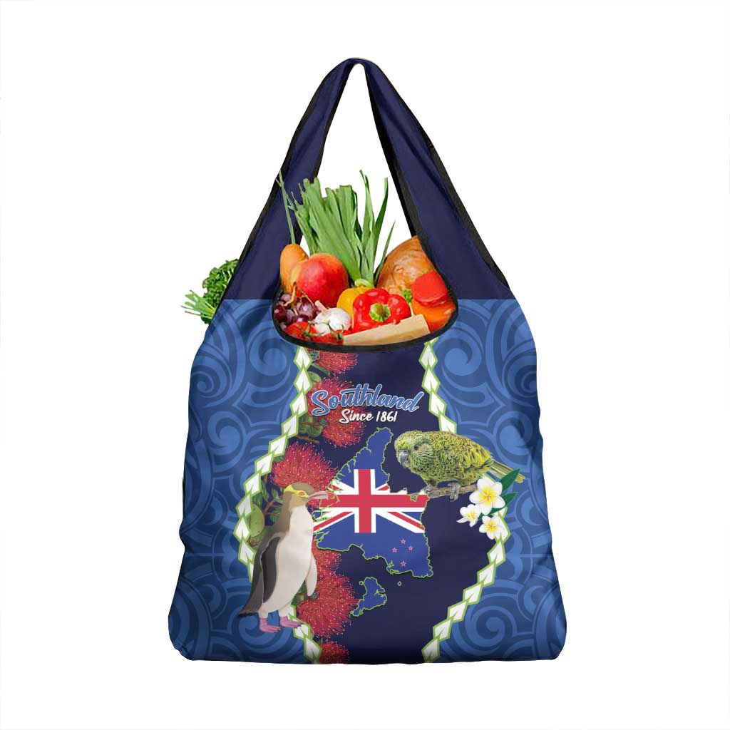 Southland Anniversary Day Grocery Bag Murihiku 1861 Maori Bird Mix Pohutukawa LT14 1-pack One Size Blue - Polynesian Pride