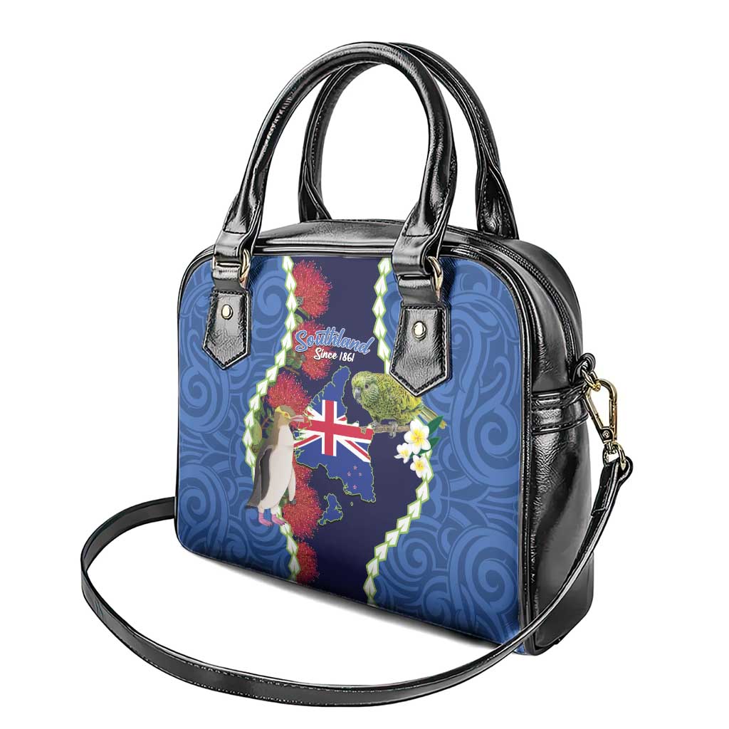 Southland Anniversary Day Shoulder Handbag Murihiku 1861 Maori Bird Mix Pohutukawa