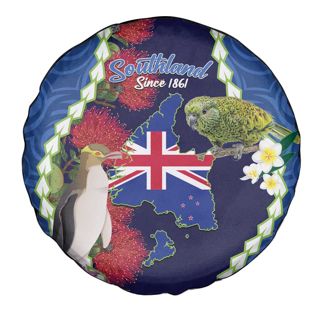 Southland Anniversary Day Spare Tire Cover Murihiku 1861 Maori Bird Mix Pohutukawa