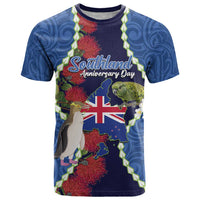 Southland Anniversary Day T Shirt Murihiku 1861 Maori Bird Mix Pohutukawa LT14 Blue - Polynesian Pride