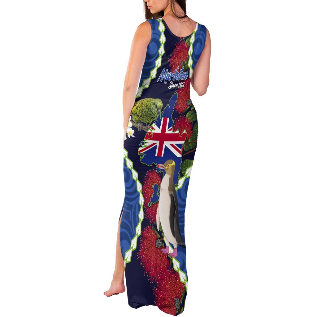 Southland Anniversary Day Tank Maxi Dress Murihiku 1861 Maori Bird Mix Pohutukawa