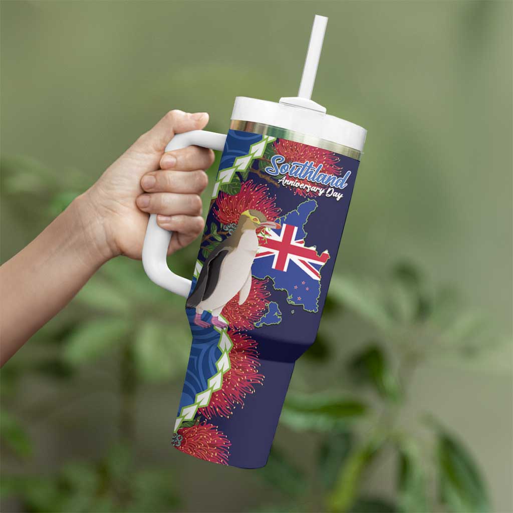 Southland Anniversary Day Tumbler With Handle Murihiku 1861 Maori Bird Mix Pohutukawa LT14 - Polynesian Pride