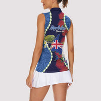 Southland Anniversary Day Women Sleeveless Polo Shirt Murihiku 1861 Maori Bird Mix Pohutukawa