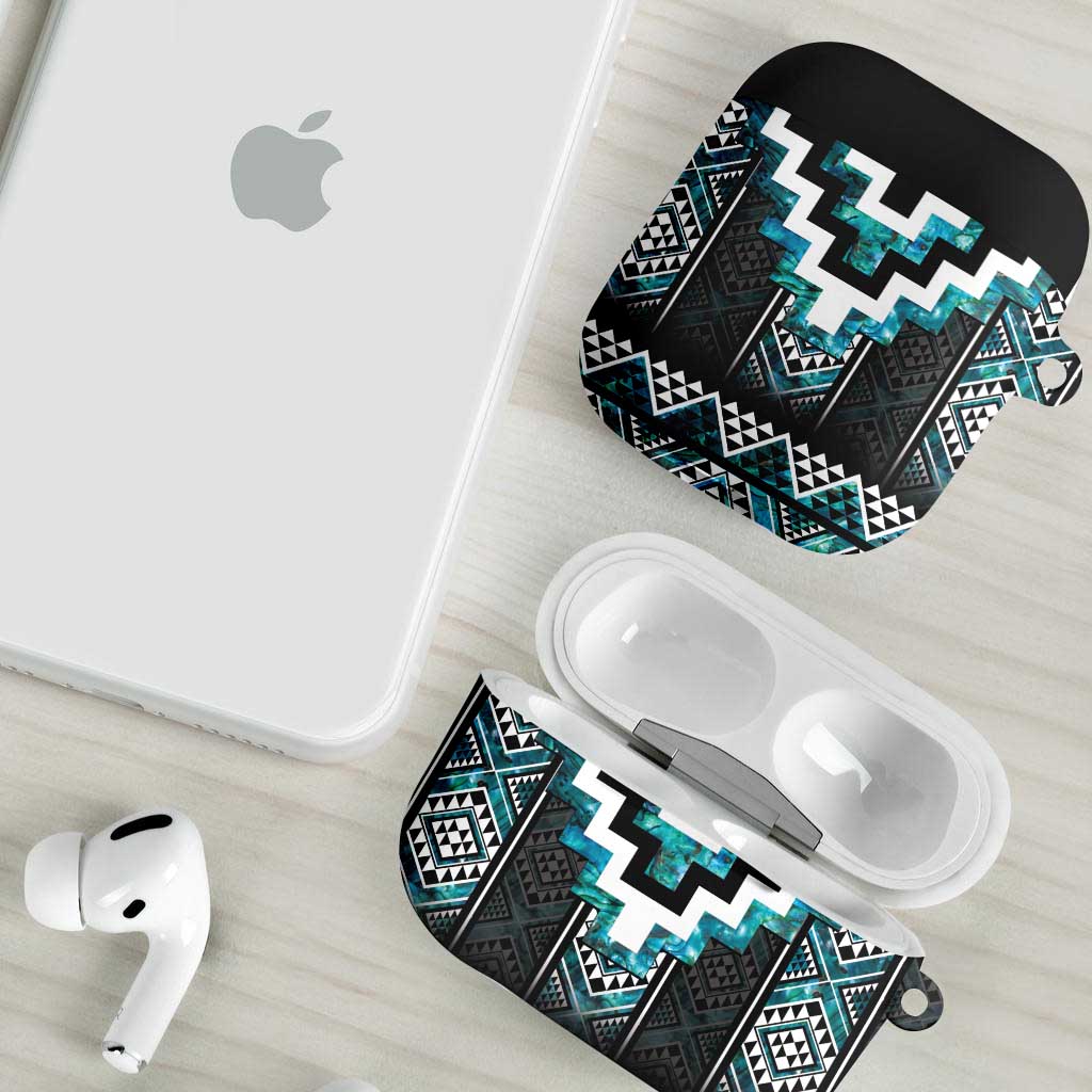 Paua Shell Taniko Pattern Aotearoa AirPods Case Niho Taniwha Mix Poutama - Polynesian Pride