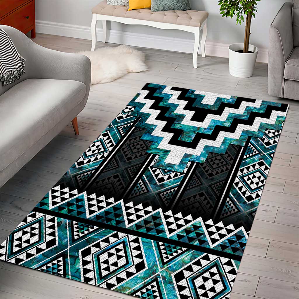 Paua Shell Taniko Pattern Aotearoa Area Rug Niho Taniwha Mix Poutama
