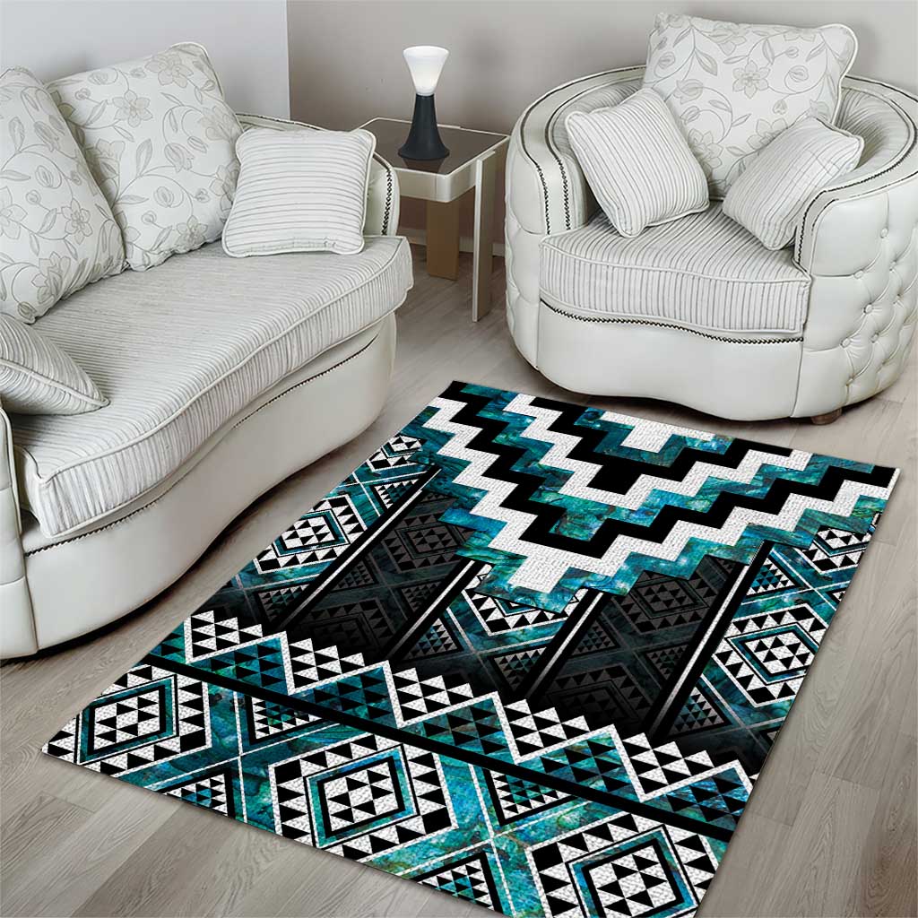 Paua Shell Taniko Pattern Aotearoa Area Rug Niho Taniwha Mix Poutama