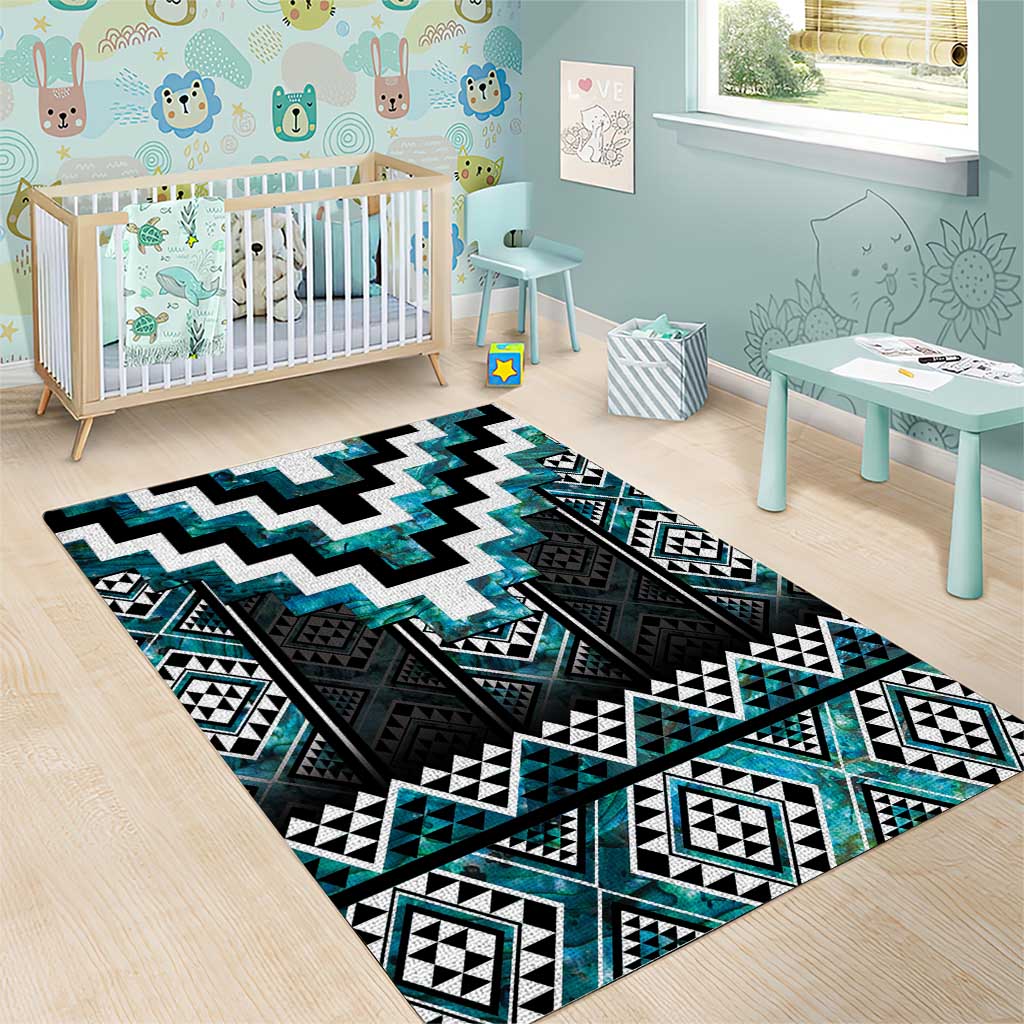 Paua Shell Taniko Pattern Aotearoa Area Rug Niho Taniwha Mix Poutama