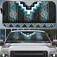 Paua Shell Taniko Pattern Aotearoa Auto Sun Shade Niho Taniwha Mix Poutama - Polynesian Pride