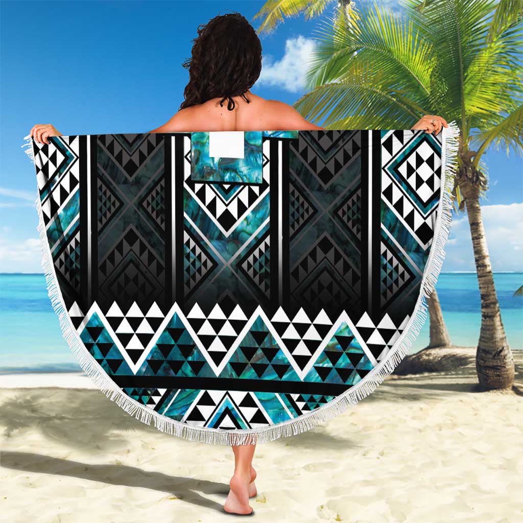Paua Shell Taniko Pattern Aotearoa Beach Blanket Niho Taniwha Mix Poutama