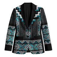 Paua Shell Taniko Pattern Aotearoa Blazer Niho Taniwha Mix Poutama LT14 Unisex Turquoise - Polynesian Pride