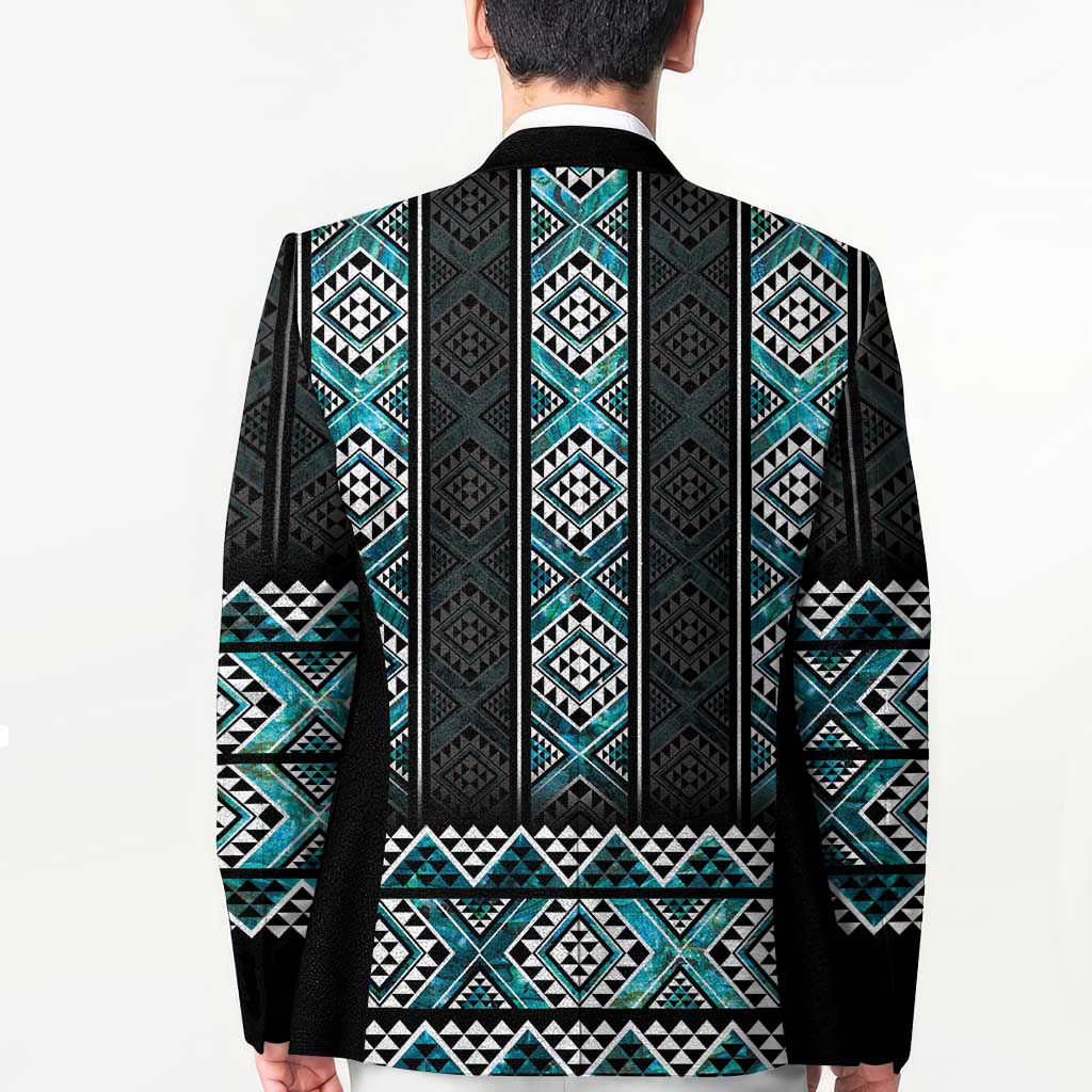 Paua Shell Taniko Pattern Aotearoa Blazer Niho Taniwha Mix Poutama LT14 - Polynesian Pride