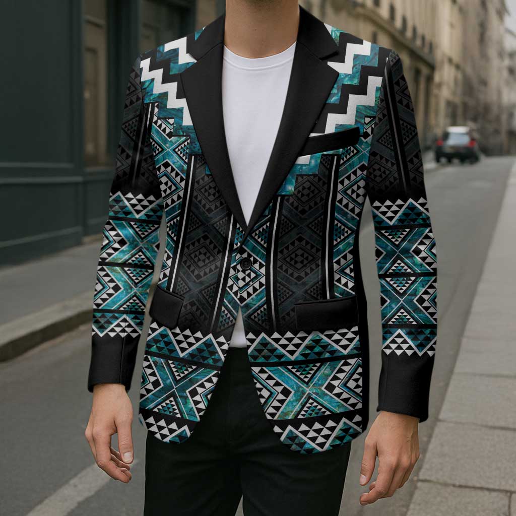 Paua Shell Taniko Pattern Aotearoa Blazer Niho Taniwha Mix Poutama LT14 - Polynesian Pride