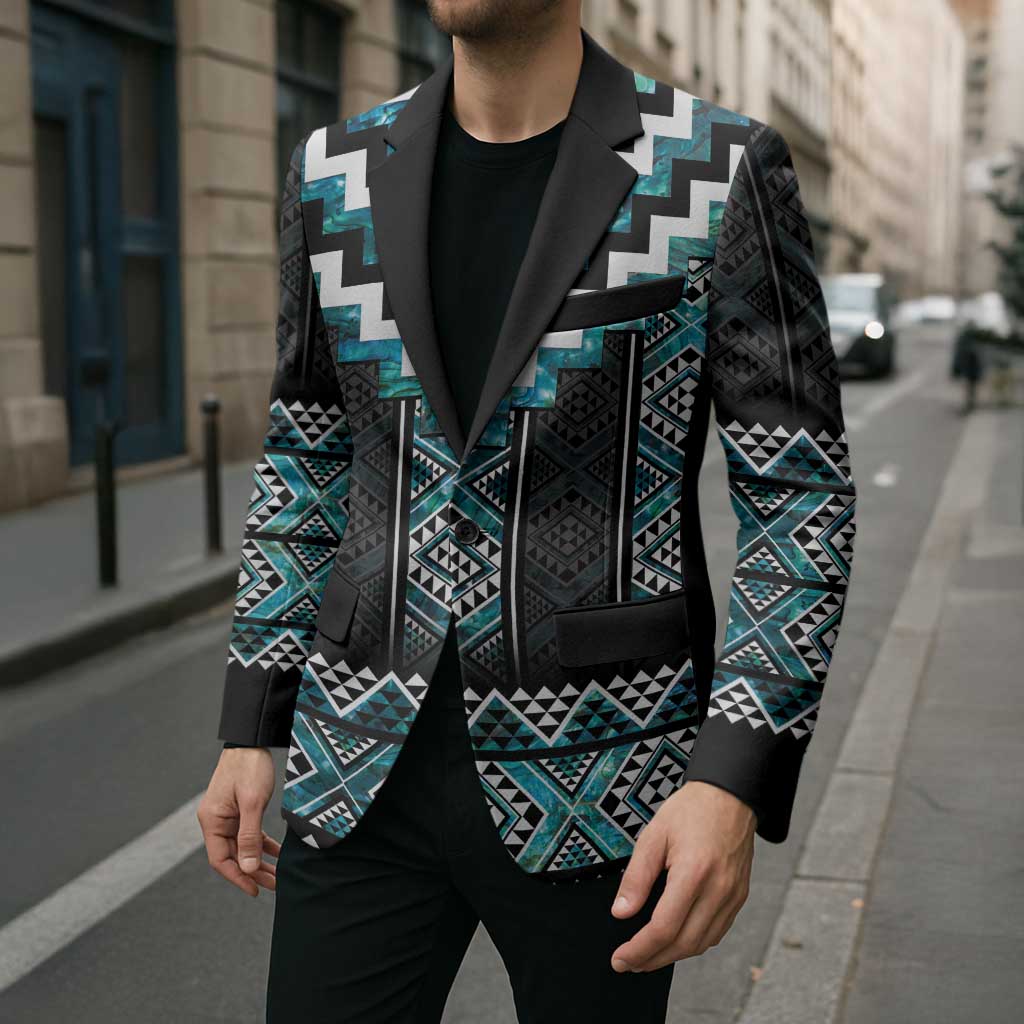 Paua Shell Taniko Pattern Aotearoa Blazer Niho Taniwha Mix Poutama LT14 - Polynesian Pride