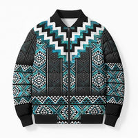 Paua Shell Taniko Pattern Aotearoa Bomber Puffer Jacket Niho Taniwha Mix Poutama - Polynesian Pride
