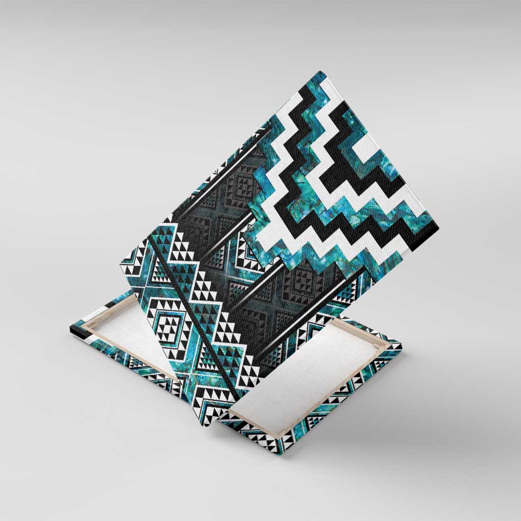 Paua Shell Taniko Pattern Aotearoa Canvas Wall Art Niho Taniwha Mix Poutama
