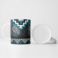 Paua Shell Taniko Pattern Aotearoa Ceramic Mug Niho Taniwha Mix Poutama - Polynesian Pride