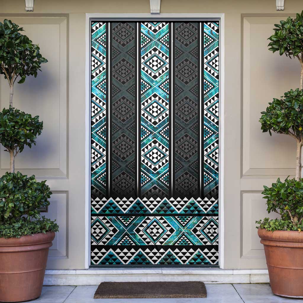 Paua Shell Taniko Pattern Aotearoa Door Cover Niho Taniwha Mix Poutama - Polynesian Pride