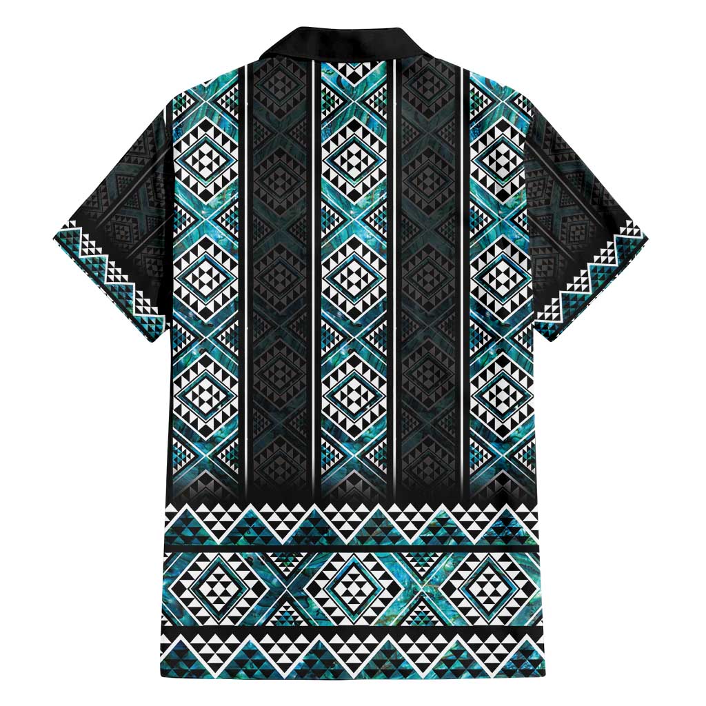 Paua Shell Taniko Pattern Aotearoa Family Matching Long Sleeve Bodycon Dress and Hawaiian Shirt Niho Taniwha Mix Poutama LT14 - Polynesian Pride