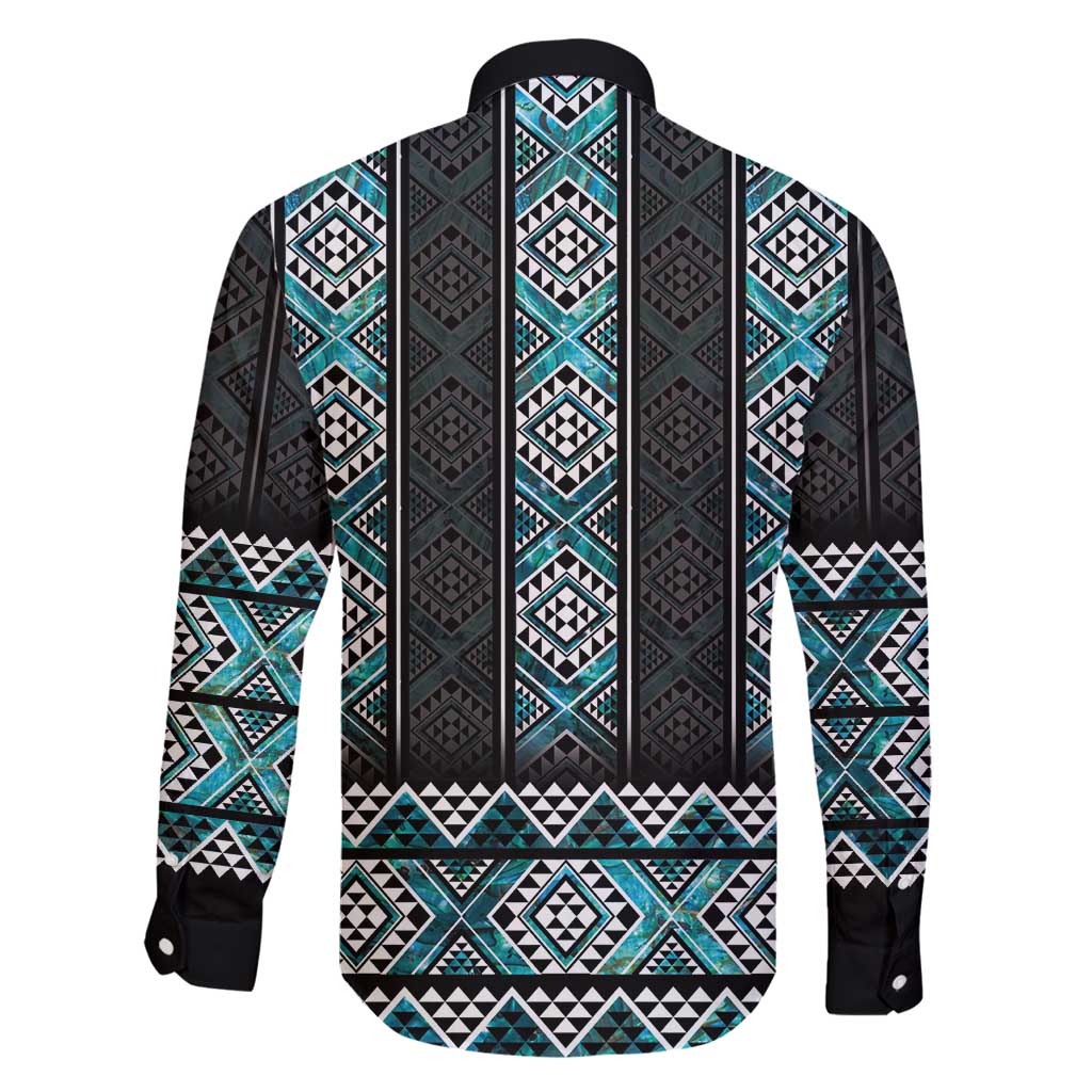 Paua Shell Taniko Pattern Aotearoa Family Matching Puletasi and Hawaiian Shirt Niho Taniwha Mix Poutama LT14 - Polynesian Pride