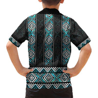 Paua Shell Taniko Pattern Aotearoa Family Matching Short Sleeve Bodycon Dress and Hawaiian Shirt Niho Taniwha Mix Poutama LT14 - Polynesian Pride