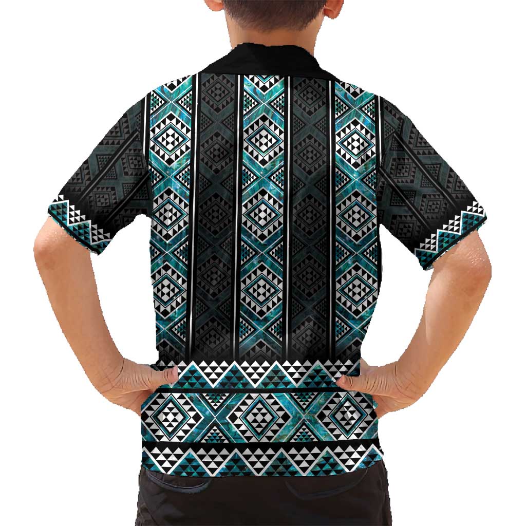 Paua Shell Taniko Pattern Aotearoa Family Matching Summer Maxi Dress and Hawaiian Shirt Niho Taniwha Mix Poutama LT14 - Polynesian Pride