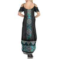 Paua Shell Taniko Pattern Aotearoa Family Matching Summer Maxi Dress and Hawaiian Shirt Niho Taniwha Mix Poutama LT14 - Polynesian Pride