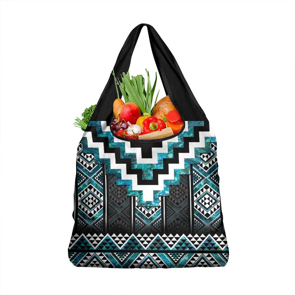 Paua Shell Taniko Pattern Aotearoa Grocery Bag Niho Taniwha Mix Poutama