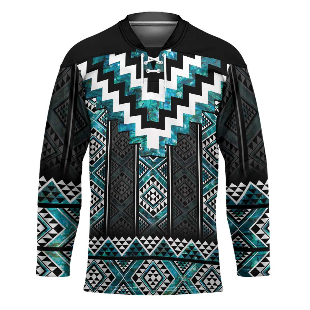 Paua Shell Taniko Pattern Aotearoa Hockey Jersey Niho Taniwha Mix Poutama - Polynesian Pride