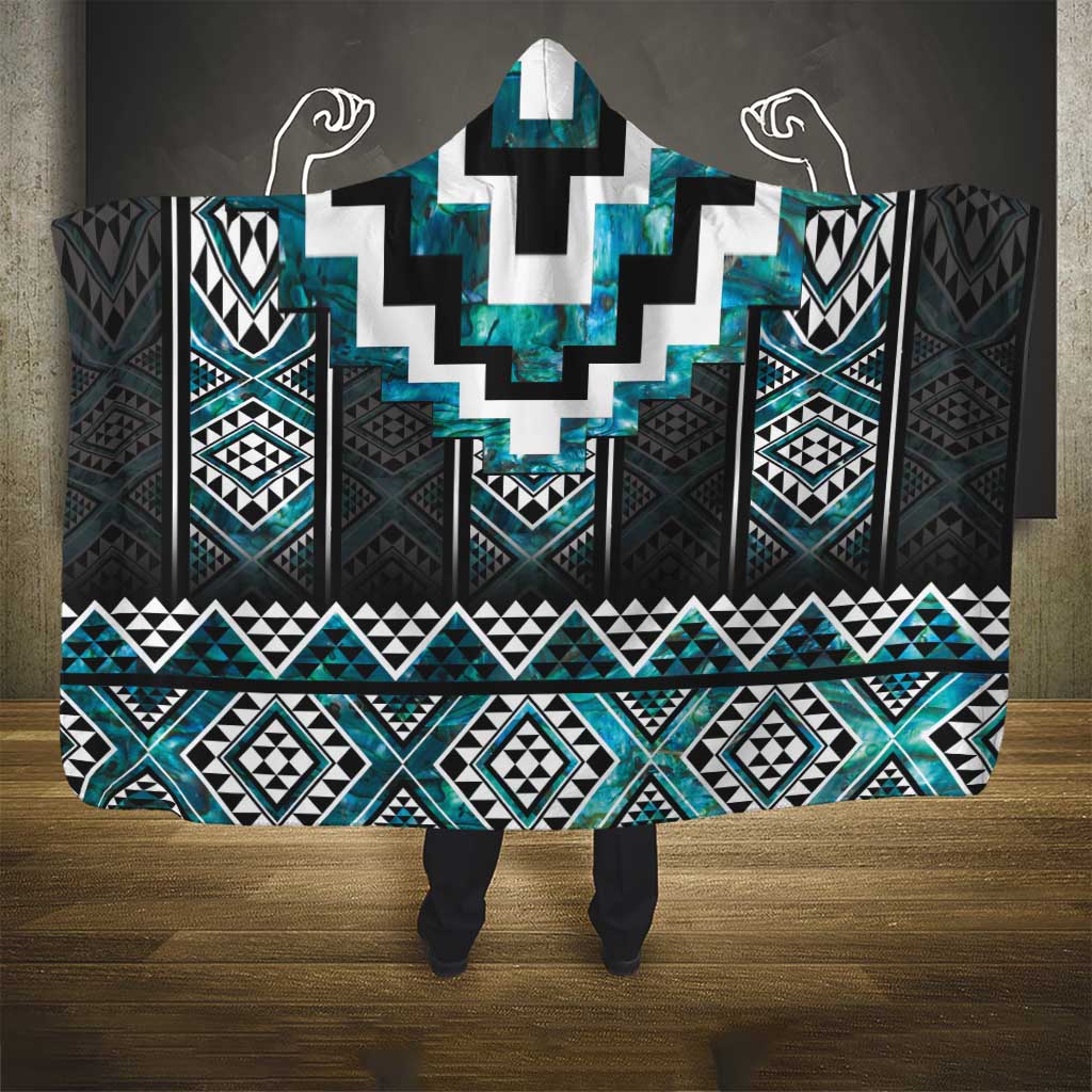 Paua Shell Taniko Pattern Aotearoa Hooded Blanket Niho Taniwha Mix Poutama