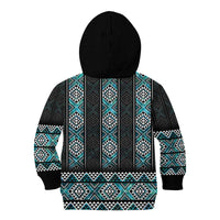 Paua Shell Taniko Pattern Aotearoa Kid Hoodie Niho Taniwha Mix Poutama