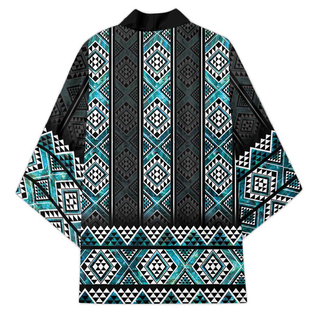 Paua Shell Taniko Pattern Aotearoa Kimono Niho Taniwha Mix Poutama - Polynesian Pride