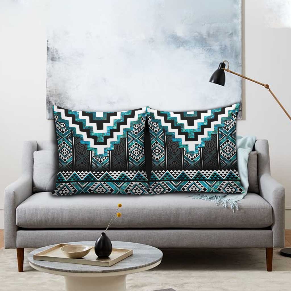 Paua Shell Taniko Pattern Aotearoa Pillow Cover Niho Taniwha Mix Poutama - Polynesian Pride