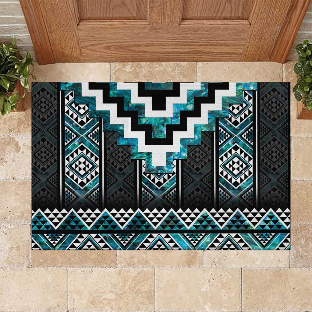 Paua Shell Taniko Pattern Aotearoa Rubber Doormat Niho Taniwha Mix Poutama