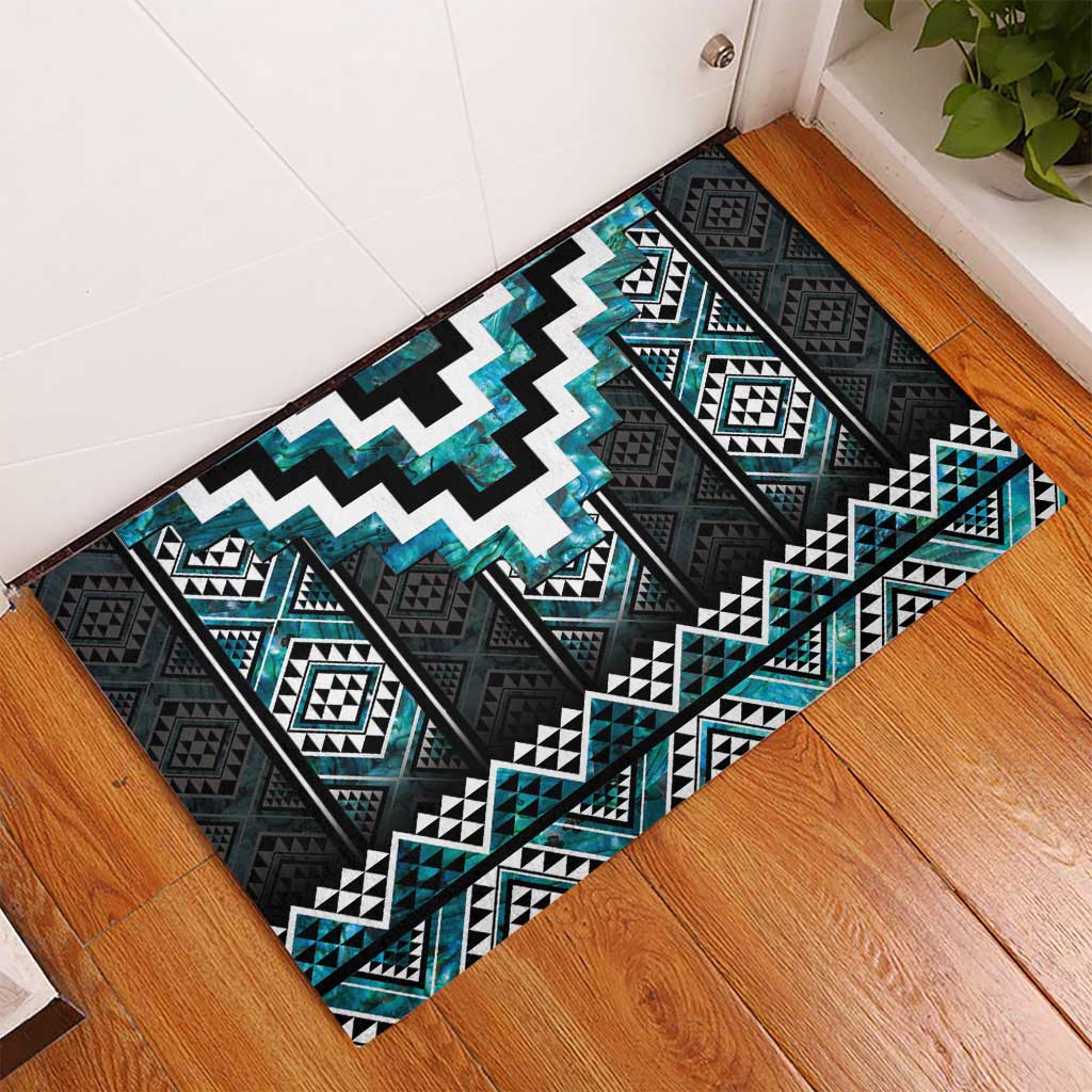 Paua Shell Taniko Pattern Aotearoa Rubber Doormat Niho Taniwha Mix Poutama