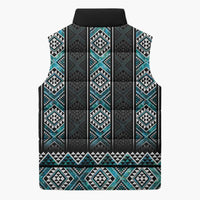 Paua Shell Taniko Pattern Aotearoa Sleeveless Puffer Jacket Niho Taniwha Mix Poutama - Polynesian Pride