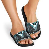 Paua Shell Taniko Pattern Aotearoa Slide Sandals Niho Taniwha Mix Poutama LT14 - Polynesian Pride