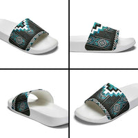 Paua Shell Taniko Pattern Aotearoa Slide Sandals Niho Taniwha Mix Poutama LT14 - Polynesian Pride