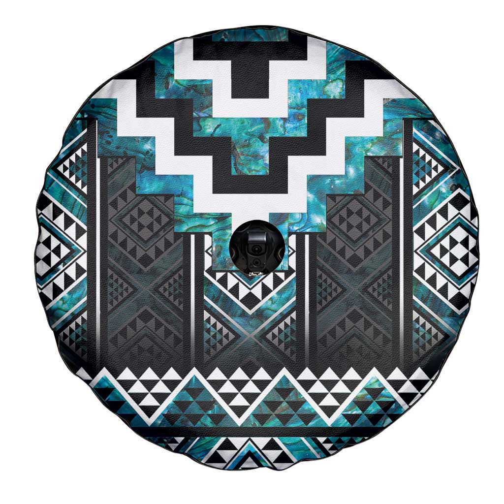 Paua Shell Taniko Pattern Aotearoa Spare Tire Cover Niho Taniwha Mix Poutama