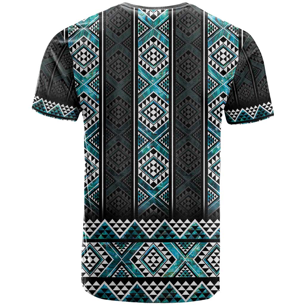 Paua Shell Taniko Pattern Aotearoa T Shirt Niho Taniwha Mix Poutama LT14 - Polynesian Pride