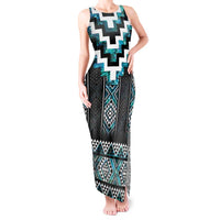 Paua Shell Taniko Pattern Aotearoa Tank Maxi Dress Niho Taniwha Mix Poutama