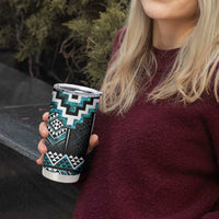Paua Shell Taniko Pattern Aotearoa Tumbler Cup Niho Taniwha Mix Poutama LT14 - Polynesian Pride